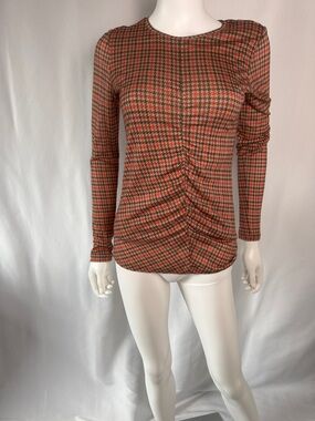 Hugo Boss Egila Plaid Wool Top Size Small